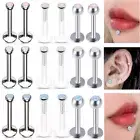6pc Opalite Multi Length Bar Labret Ring Monroe Lip Ear Tragus Stud Piercing Set