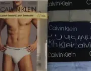 Calvin Klein Men's 3 Pack Hip Brief, Cotton Stretch, Blue&Grey, Size S