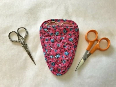 PINK CALICO Quilted cotton embroidery needlework scissor holder