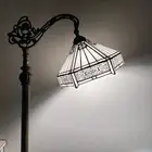 Tiffany Style Floor Lamp White Stained Glass Hexagon Gooseneck Adjustable 63'H