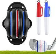 Golf Ball Marker Stencil, Golf Ball Lines Drawing Marking Alignment Kit, Lines Marker Tool, Triple Track Putting Alignment Tool with 2 Color Pens, Putt Positioning for Outdoor Training
