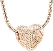 KETIME Stainless Steel Angel Heart Cremation Urn Jewelry Charm for Ashes Keepsake Necklace