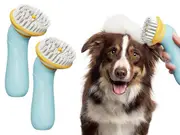 2PCS Pet Bath Grooming Brush Cat Dog Massager Brush with Shampoo Dispenser