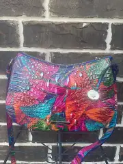 NWT BRAHMIN Shayna Lush Melbourne Leather Vibrant Tropical green red blue multi
