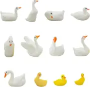 12Pcs Realistic Miniature Duck Figurines Mini Goose Figures 1Inch Resin Animal C