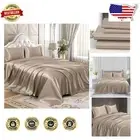 Silky Taupe King Size Satin Sheets Set - Luxurious 4-Piece for Skin & Hair Care
