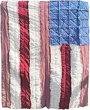 Americana Quilt,Americana Patriotic Flag Stars and Plaid Patchwork Bedding | Breathable Soft Bedspread Coverlet for Party Bedroom Decorations