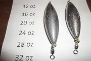 CNC MADE 12 16 20 24 28 32 OZ TROLLING INLINE SINKERS w 5/0 crane swivel choice
