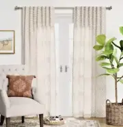 Threshold 1-panel Light Filtering Curtain Natural Clipped Jacquard 50”W X 84”L