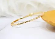 YOU CAN DO THIS | Inspired Message Engraved Simple Bangle | Gold