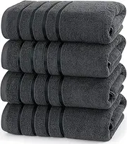 Utopia Towels 4 Pack Premium Viscose Oversized Bath Towels Set, 100% Ring Spun Cotton (27 x 54 Inches) Highly Absorbent, Quick Drying Shower Towels for Bathroom, Spa, Hotel and Gym (Grey)