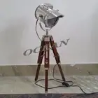 Lamp Floor Tripod Nautical Stand Searchlight Light Spot Wooden Spotlight Antique
