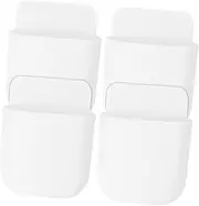 4pcs Mobile Phone Remote Control Storage Box Smartphone Storage Organizer Bracket Adhesive Cell Phone Charging Stand Wall Mounted Phone Holder Smartphone Bracket Wall Mounted