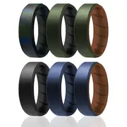 Silicone Wedding BR 8mm Edge Ring Set - Brown by ROQ for Men - 6 x 16 mm Ring