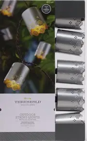 Threshold 10 Decorative Metal Round String Lights Indoor/Outdoor Brown Wire NIB
