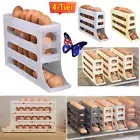 Automatic Scrolling Egg Rack Holder Storage Box Container Refrigerator 2/4-Tier