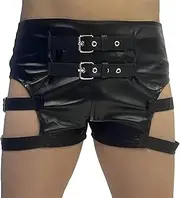 [KKmeter] Women's Wetlook PVC Leather Hot Shorts Metallic Dance Bottoms Mini Shorts Clubwear