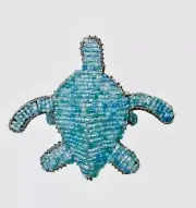 Beaded Sea Turtle SET OF FOUR Blue Napkin Ring Tropical Ocean Life 3” Wide NEW