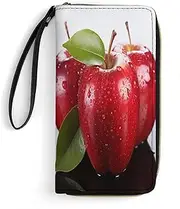 [BFGWK] Large Wallet Novelty Red Fruit Printing Long Wallet With Zipper Leather Wallet Suitable For Both Men And Women, style, 19.7x10.5cm