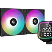 DeepCool LD240 Liquid Cooler 240mm 5th Gen Pump 3400 RPM AIO Real-time CPU Status Screen Anti-Leak Tech with ARGB Fans and Dual