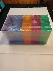 Sealed 50-Pack DVD/CD Slim Disc Jewel Cases Assorted Bright Colors