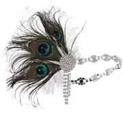Silver Peacock Gatsby Flapper Feather Headband