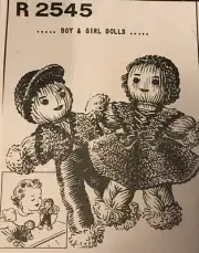R2545 Vintage Pom Pom Yarn Doll Boy & Girl Pattern (Reproduction)