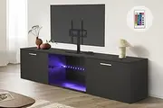 Ufurniture TV Unit Cabinet, 160cm TV Stand Entertainment Unit with LED Light