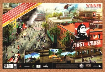 Just Cause PC Original 2005 Ad Authentic Eidos Video Game Promo Art Display 1