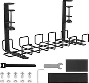 Under Desk Cable Management Tray, Carbon Steel Desk Cable Organizer Load Capacity 15kg, Retractable Clamp Mounted Desk Cable Cord Organizer for Wire Management (Black)