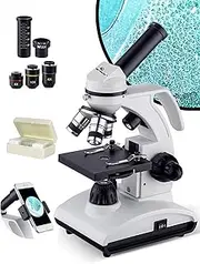 BNISE Microscope 100x-2000x for Kids Teens Adults Education Science Gifts with Insects Plants Prepared Slides and Phone Photography Accessory
