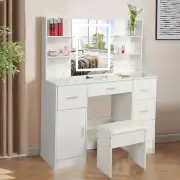 Large Dressing Table With Mirror Drawers Stool Vanity Set Bedroom Makeup Table