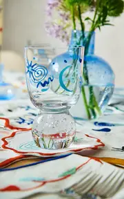 [Misette] Set-Of-Two Hand-Painted Bubble Glass Tumblers