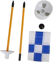 Golf Flagsticks, Golf Putting Green Removable Flagpole Set, Practice Accessory with Blue White Grid Flag, Nylon Checkered Training Flags, Portable Golf Target Flags, Indoor Outdoor Backyard Garden