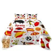 Cool Pattern Spain Attractions Coverlet