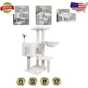 Multi-Level Cozy Cat Tree with Jute Scratching Posts & Round Hammock - 35.43 in