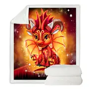 Kids Fantasy Art Aries Lil Dragon Throw Blanket