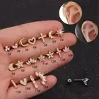 Helix Tragus Silver Gold Color CZ Ear Piercing Stud Earrings Body Jewelry