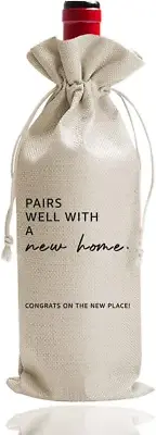 DL019 Burlap Drawstring Wine Bag - Housewarming Party Decorations, New Home Owne