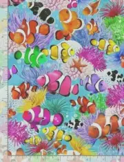Timeless Treasures ~ Colorful Clown Fish & Urchins 100% Cotton Quilt Fabric BTY