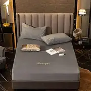 Winter Warm Solid Flannel Elastic Band Fitted Sheet Mattress Cover Super Soft Queen King Size Bed Sheet -Gray_120*200cm+30cm(3pcs)