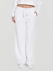 GUESS Women's White Primula Wide Leg Active Pants Size: XL, Cotton