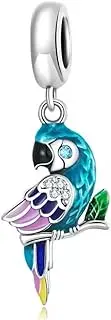 [Generic] Colourful Parrot Dangle Charm Bird Genuine 925 Sterling Silver Compatible With Bracelet