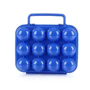 Portable 12-compartment Plastic Egg Carton Break-proof Egg Container (Blue)
