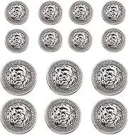 KENDANY 14 Pieces Silver Vintage Antique Metal Blazer Button Set - 3D Lion Head - for Blazer, Suits, Sport Coat,18mm 23mm(Silver)