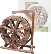 Wooden Waterwheel Fountain Outdoor Garden with Bracket Outdoor Indoor Balcony Water Feature Decoration Fountain Waterfall Feng Shui Wheel, Garden Decoration Water Feature (Size : 80cm(31.5inch))