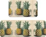 SKKNT Pineapple Print Kitchen Floor Mat 2 Sets Non-Slip Rugs for Kitchen Laundry Office and Home Decor