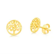 Sterling Silver Rose Gold Plated Tree Of Life Stud Earrings