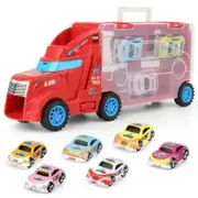 Christmas Kids Toys Car Model High Simulation Car Container Lightweight Detachable Car Carrying Case for Kids Transport Truck Storage for Boys Gift Color Red