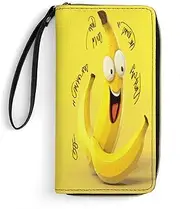[BFGWK] Large Wallet Novelty Yellow Printing Long Wallet With Zipper Leather Wallet Suitable For Both Men And Women, style, 19.7x10.5cm